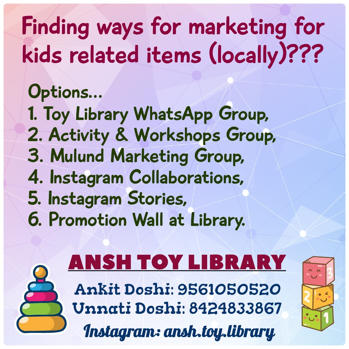Marketing for kids related items (locally)???